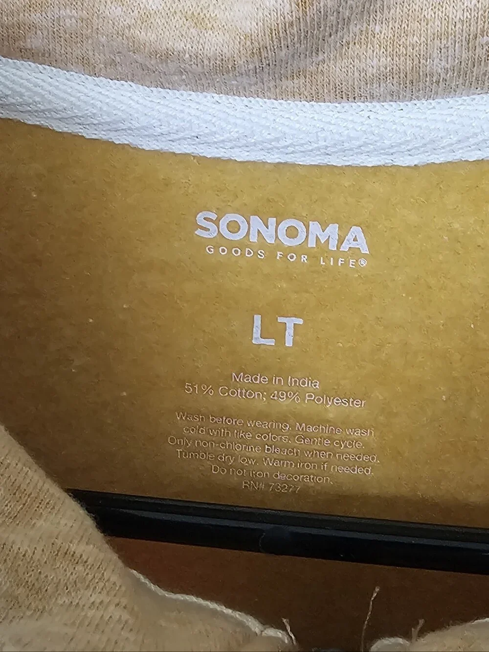 Sonoma Good For Life Men's Quarter-Zip Pullover Cream Tan Sweater Size LT